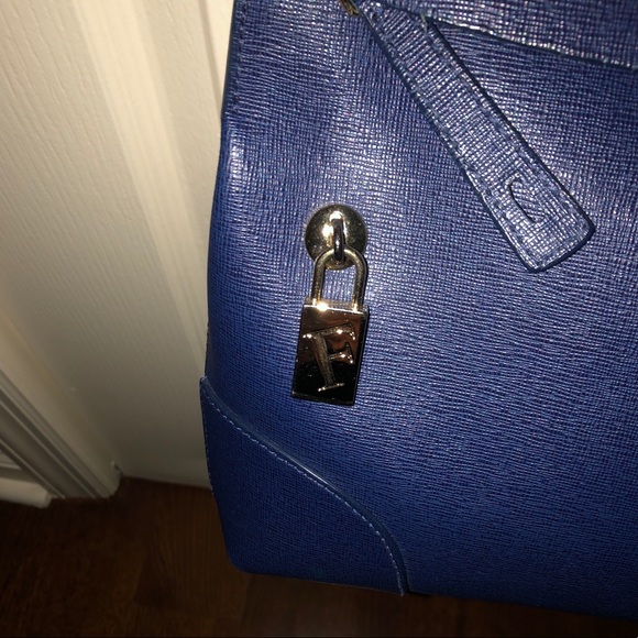 Furla Piper LG Leather Top Handle Bag Indigo Blue - Picture 5 of 8